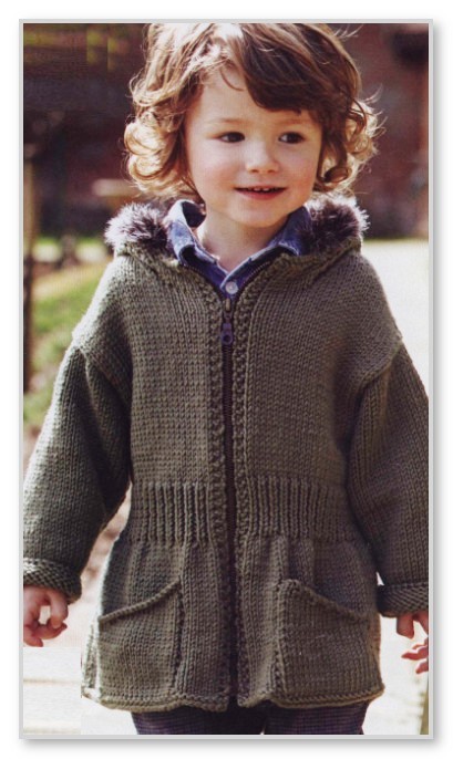 Вязание спицами. Куртка-парка на молнии, с капюшоном и карманами, для мальчика 2-3 (3-4, 4-5) лет