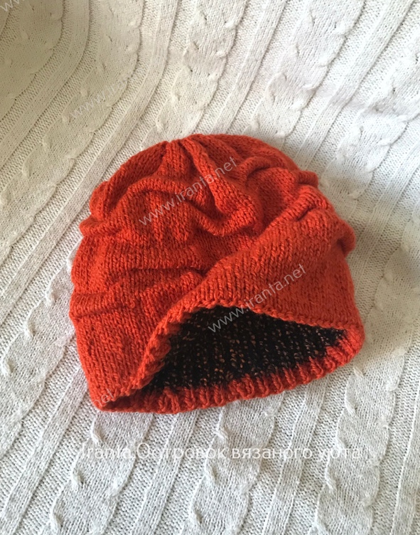 Двойная шапочка-клоке "Оранжевая зима"