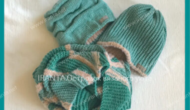 Комплект "Холодное море": шапочки с подкладкой и шарф-снуд