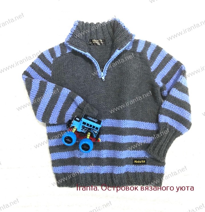 Детский свитер "Кот Матроскин" в технике реглан-погон