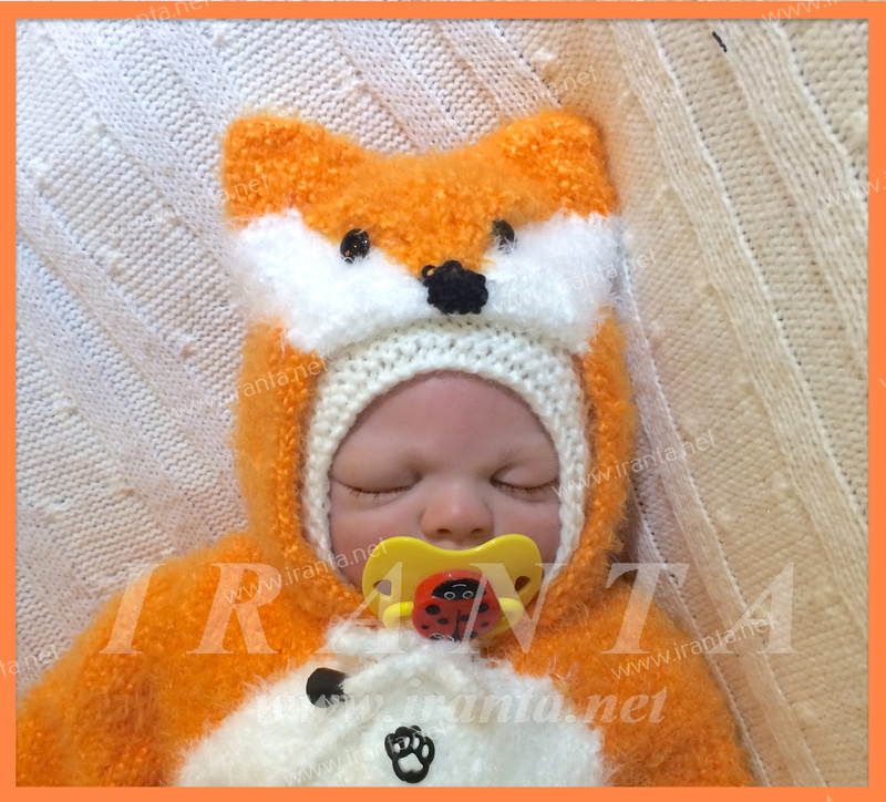 Теплый комплект для малыша "Лисенок": комбинезон с капюшоном, шапочка и пинетки