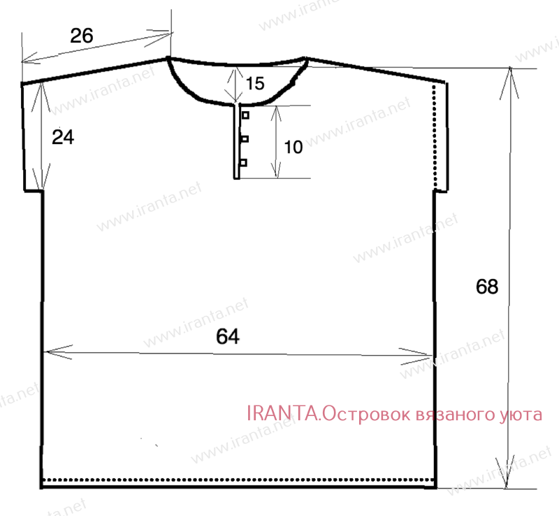Летний джемпер/футболка "Бархатный сезон" с планками на пуговицах по горловине и на кулиске с завязочками