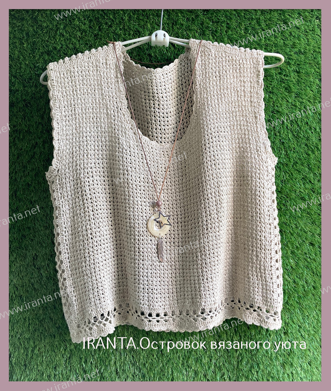 Легкий топ-блуза "Льняной полдень" с ажурными вставками