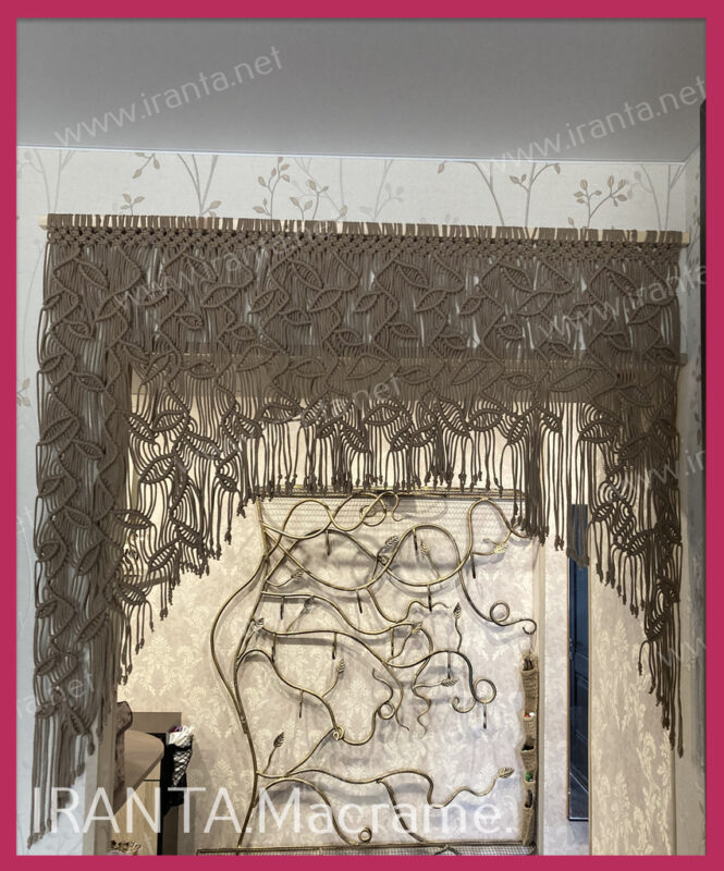 Декоративная арка/шторы в технике макраме "Листья"