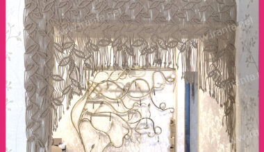 Декоративная арка/шторы в технике макраме "Листья"